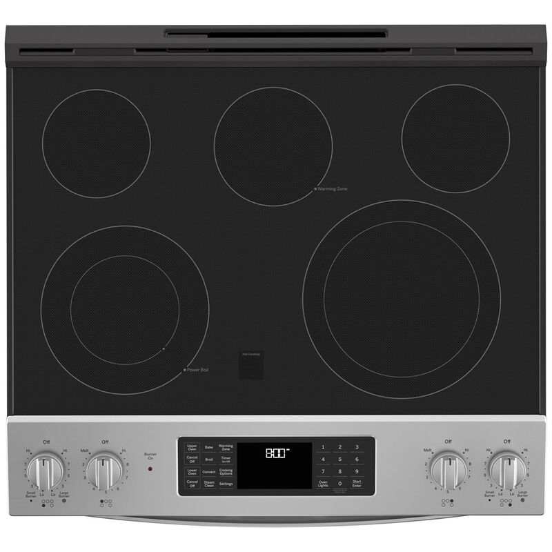 GE 30 in. 6.6 cu. ft. Air Fry Convection Double Oven Slide-In Electric Range with 5 Smoothtop Burners - Stainless Steel, , hires