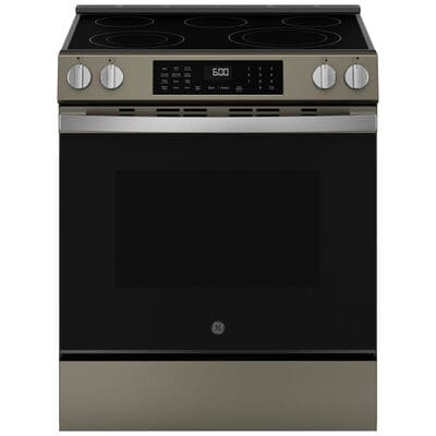 GE 30 in. 5.3 cu. ft. Smart Air Fry Convection Oven Slide-In Electric Range with 5 Radiant Burners - Slate | GRS600AVES