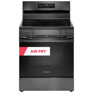 Frigidaire 30 in. 5.3 cu. ft. Air Fry Convection Oven Freestanding Electric Range with 5 Smoothtop Burners - Black Stainless, , hires