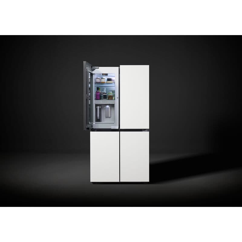 Samsung Bespoke 36 in. 22.5 cu. ft. Smart Counter Depth 4-Door Flex French Door Refrigerator with Beverage Center & Internal Water Dispenser - White Glass, White Glass, hires