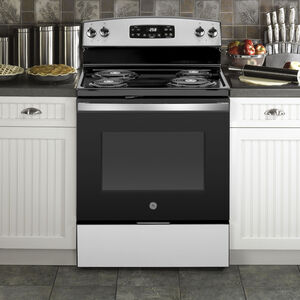 GE 30-in 4 Elements Coil Black Electric Cooktop in the Electric Cooktops  department at