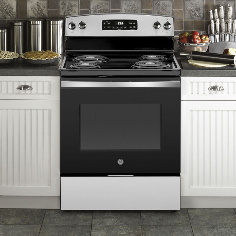 GE 24 Inch Compact Electric Range 4-Burner, Stove,Stainless Steel