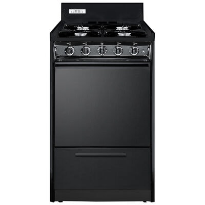 Summit 20 in. 2.5 cu. ft. Oven Freestanding Gas Range with 4 Open Burners - Black | TNM1107C