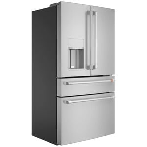 Cafe 36 in. 22.3 cu. ft. Smart Counter Depth 4-Door French Door Refrigerator with External Ice & Water Dispenser - Stainless Steel, Stainless Steel, hires