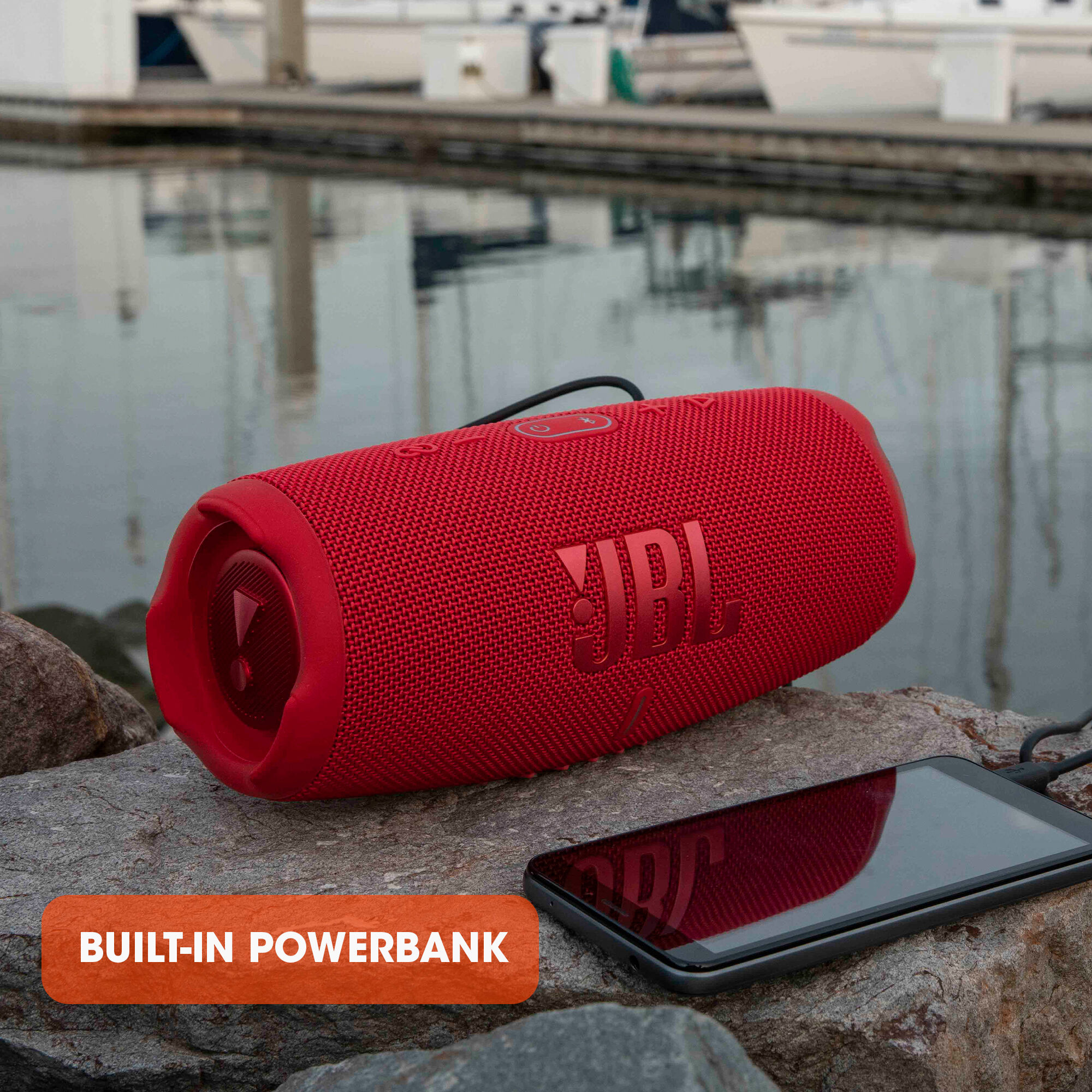 JBL Charge 5 Portable Bluetooth Waterproof Speaker - Red | P.C.