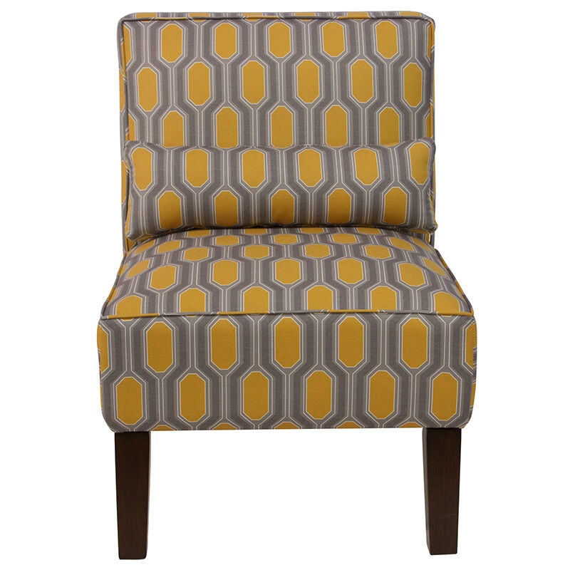 Skyline Furniture Armless Chair in Linen Fabric - Hexagon Yellow | P.C ...