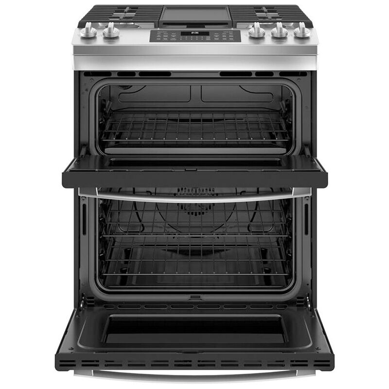 GE 30 Inch. 6.7 cu. ft. Slide-In Front Control GAS Double Oven Range with  True Convection