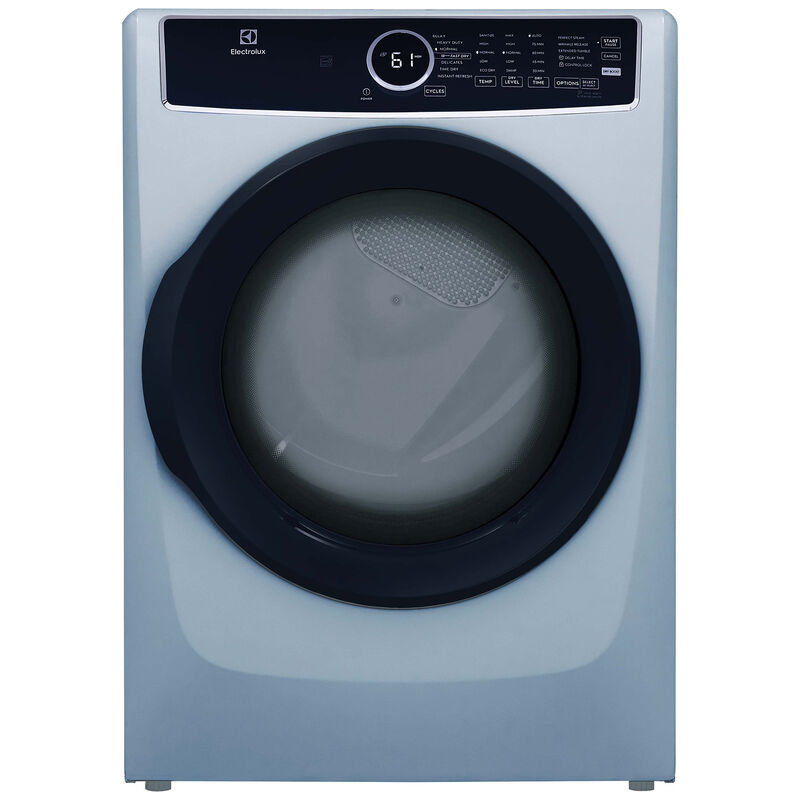 Electrolux 27 in. 8.0 cu. ft. Stackable Electric Dryer with Luxury-Quiet  Sound System, Sanitize Cycle, Steam Cycle & Sensor Dry - Glacier Blue