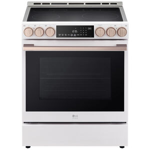 LG Studio 30 in. 6.3 cu. ft. Smart Air Fry Convection Oven Slide-In Electric Range with 4 Induction Zones & 1 Radiant Burner - Essence White, , hires