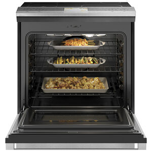 Cafe 30 in. 5.3 cu. ft. Smart Convection Oven Slide-In Electric Range with 5 Induction Zones - Platinum Glass, Platinum Glass, hires