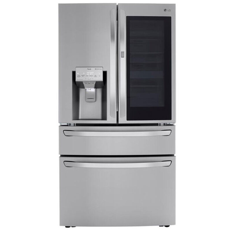 LG InstaView Series 36 in. 22.5 cu. ft. Counter Depth 4-Door French Door  Refrigerator with Ice & Water Dispenser - Stainless Steel