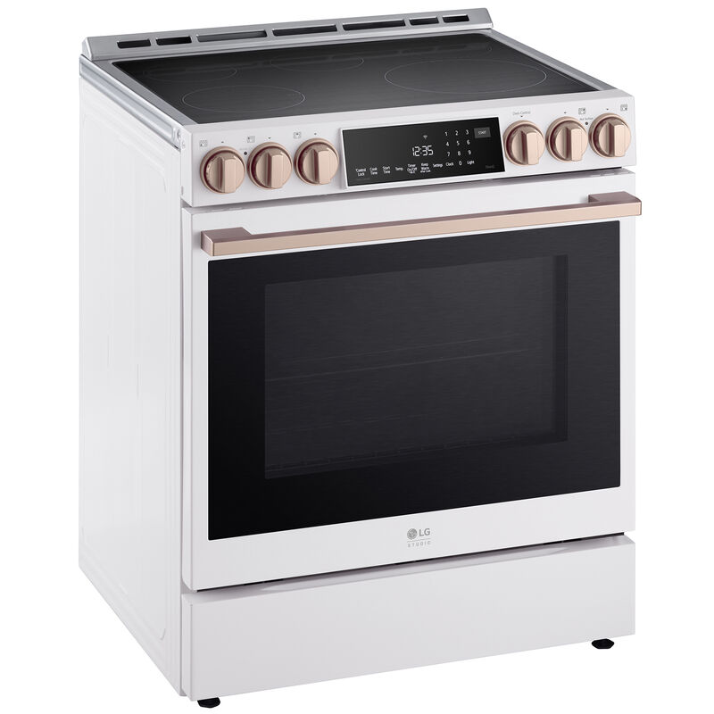 LG Studio 30 in. 6.3 cu. ft. Smart Air Fry Convection Oven Slide-In Electric Range with 4 Induction Zones & 1 Radiant Burner - Essence White, , hires