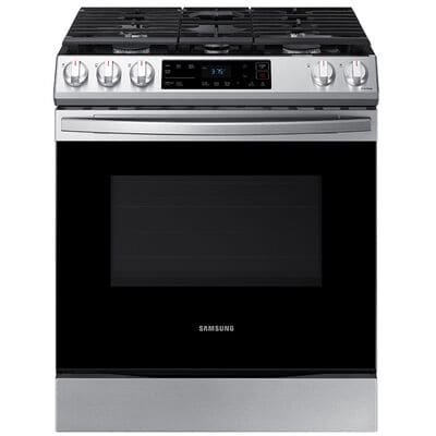 Samsung 30 in. 6.0 cu. ft. Smart Oven Slide-In Gas Range with 5 Sealed Burners - Stainless Steel | NX60T8111SS