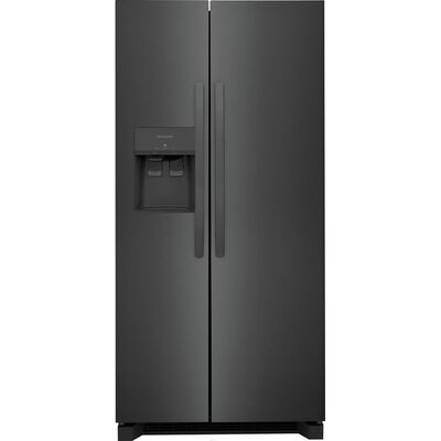 Frigidaire 33 in. 22.3 cu. ft. Side-by-Side Refrigerator with External Ice & Water Dispenser - Black Stainless Steel | FRSS2323AD