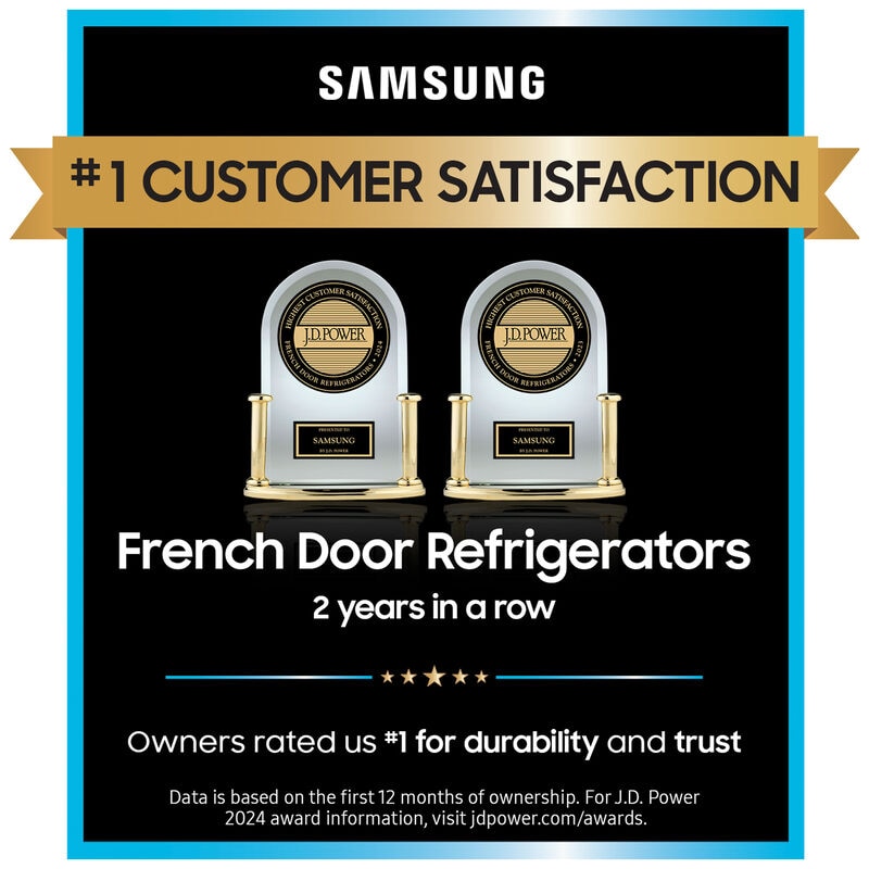 Samsung 33 in. 24.5 cu. ft. Smart French Door Refrigerator - Stainless Steel, , hires