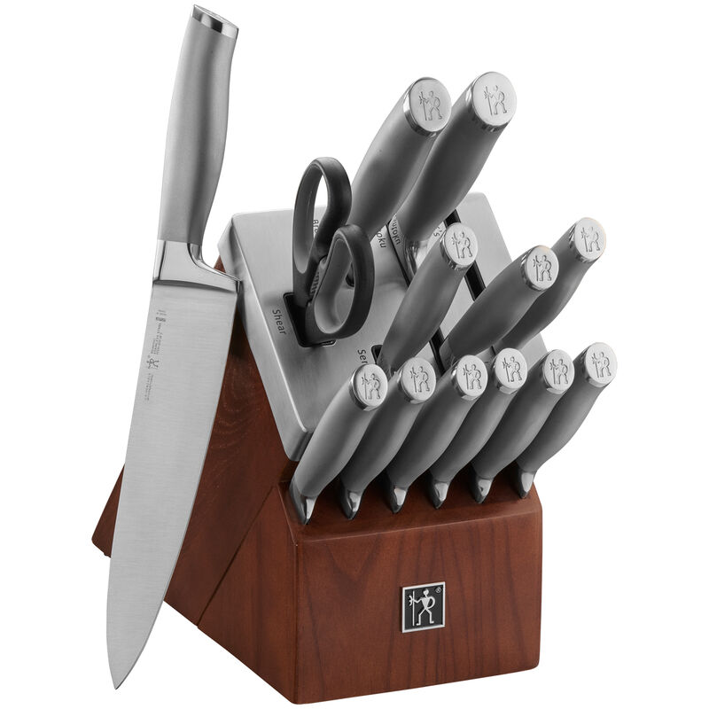 Essential Ruxton 14 Piece Stainless Steel Knife and Block Set in Cream
