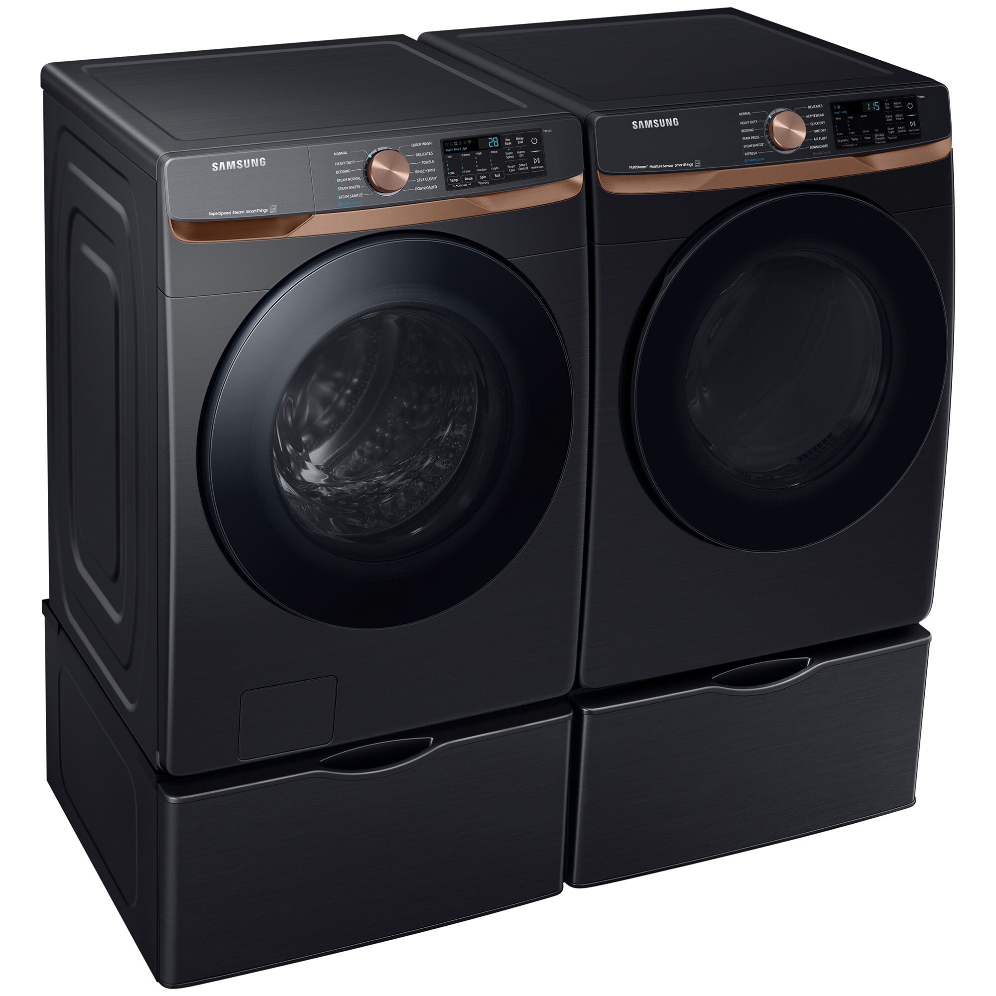 Samsung 27 in. 7.5 cu. ft. Smart Stackable Electric Dryer with Sanitize+,  Steam Cycle & Sensor Dry - Brushed Black