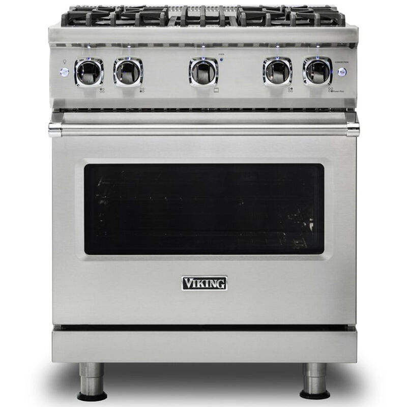 Viking Professional 30 Inch 4-Burner Gas Range VGSC305,4 Open Burners w/  Varisimmer,Dual Baking Burners,ProFlow Convection and Gourmet-Glo Infrared
