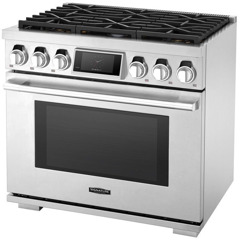 Signature Kitchen Suite 36 in. 6.3 cu. ft. Smart Convection Oven Freestanding Natural Gas Dual Fuel Range with 6 Sealed Burners - Stainless Steel, , hires