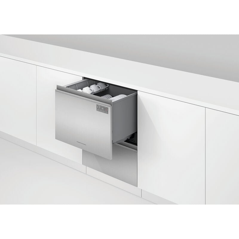 Fisher & Paykel Series 7 24 in. Front Control Smart Dishwasher Drawer with 42 dBA Sound Level & Pocket Handle - Stainless Steel, , hires