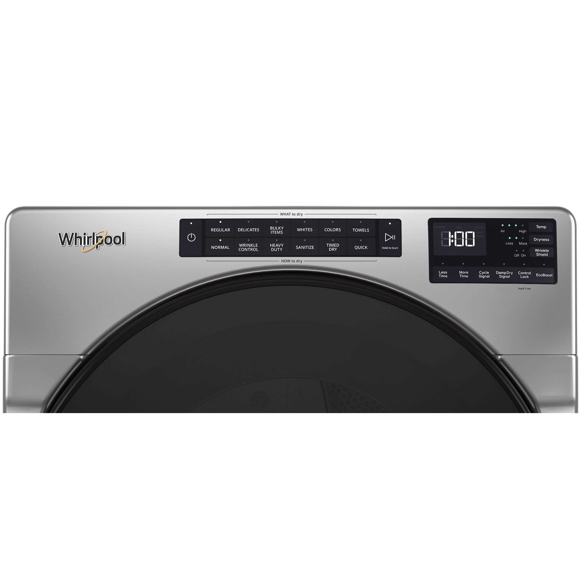 Whirlpool 27 in. 7.4 cu. ft. Front Loading Gas Dryer with 36 Dryer  Programs, 5 Dry Options, Sanitize Cycle, Wrinkle Care & Sensor Dry - Chrome  Shadow