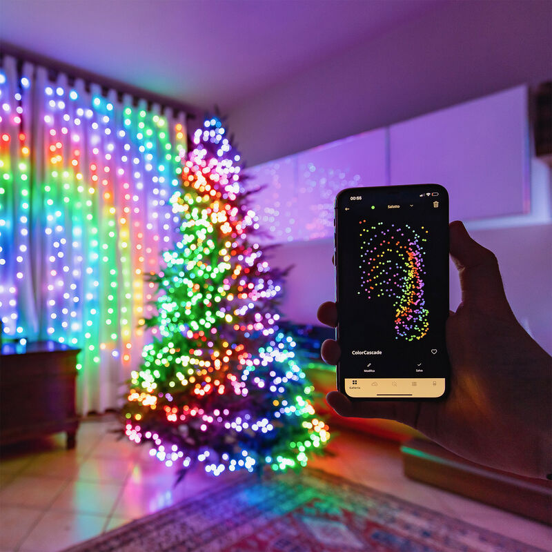100LED Sound-Activated Christmas Lights with Remote and App Control