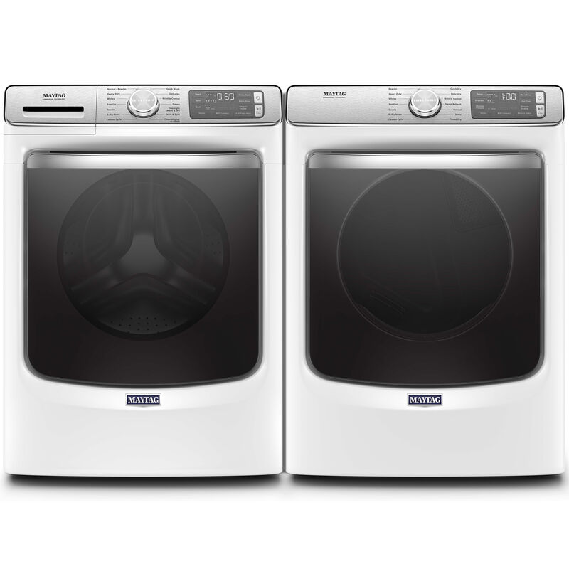 Maytag 27 in. 5.0 cu. ft. Smart Stackable Front Load Washer with Extra  Power, 24-Hr Fresh Hold Option, Sanitize & Steam Wash Cycle - White