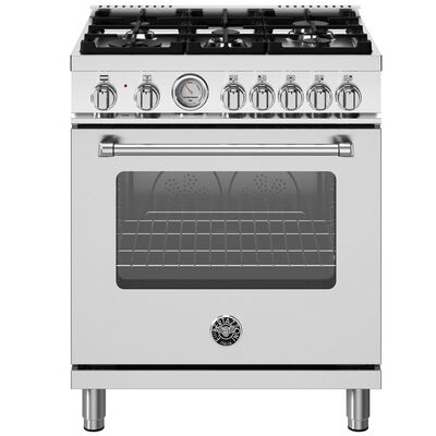 Bertazzoni Master Series 30 in. 4.7 cu. ft. Convection Oven Freestanding Natural Gas Dual Fuel Range with 5 Sealed Burners - Stainless Steel | MAS305DFMXV