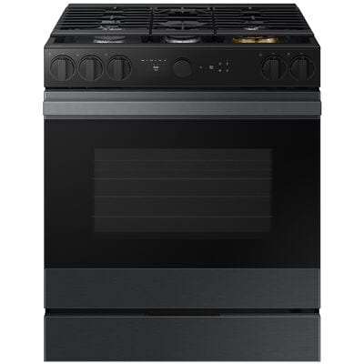 Samsung Bespoke 30 in. 6.0 cu. ft. Smart Air Fry Convection Oven Slide-In Natural Gas Range with 5 Sealed Burners & Griddle - Matte Black Steel | NSG6DG8500MT