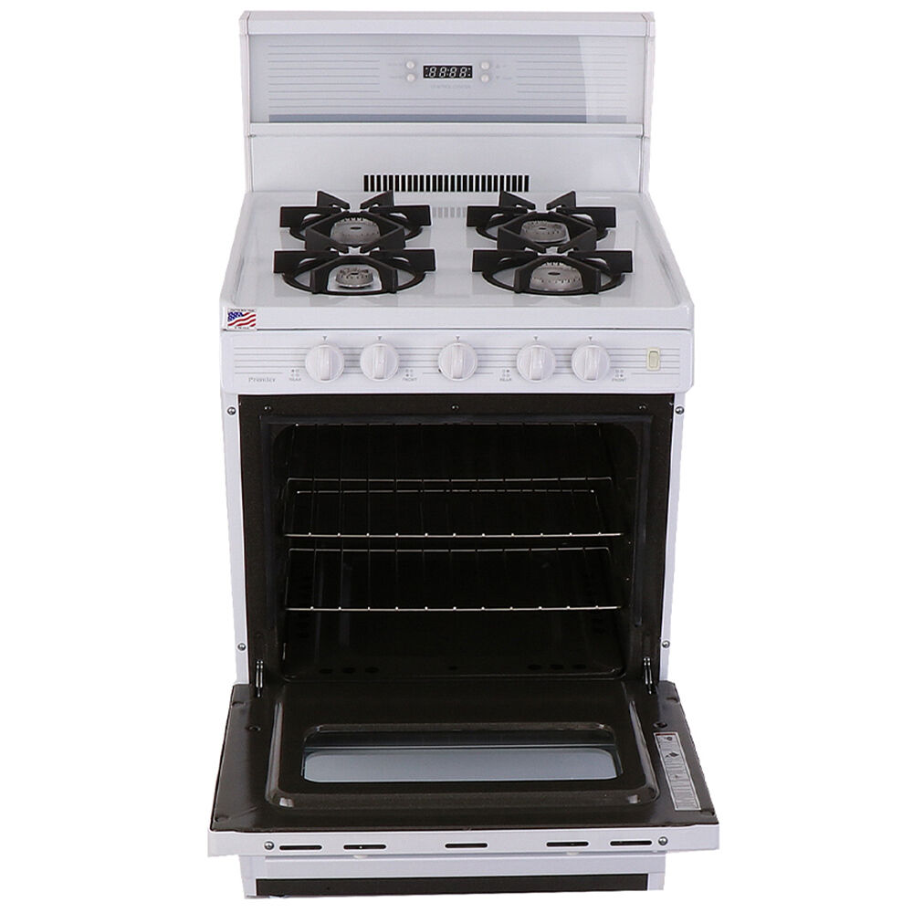 Premier 24 in. 3.0 cu. ft. Oven Freestanding Gas Range with 4 Sealed  Burners - White