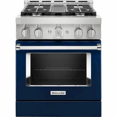 KitchenAid 30 in. 4.1 cu. ft. Smart Convection Oven Freestanding Gas Range with 4 Sealed Burners - Ink Blue | KFGC500JIB