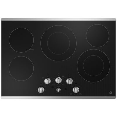 GE 30 in. Electric Cooktop with 5 Smoothtop Burners - Stainless Steel | JEP5030STSS