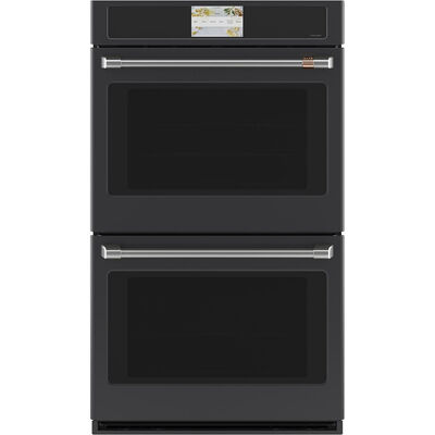 Cafe Professional Series 30" 10.0 Cu. Ft. Electric Double Smart Wall Oven with True European Convection & Self Clean - Matte Black | CTD90DP3ND1