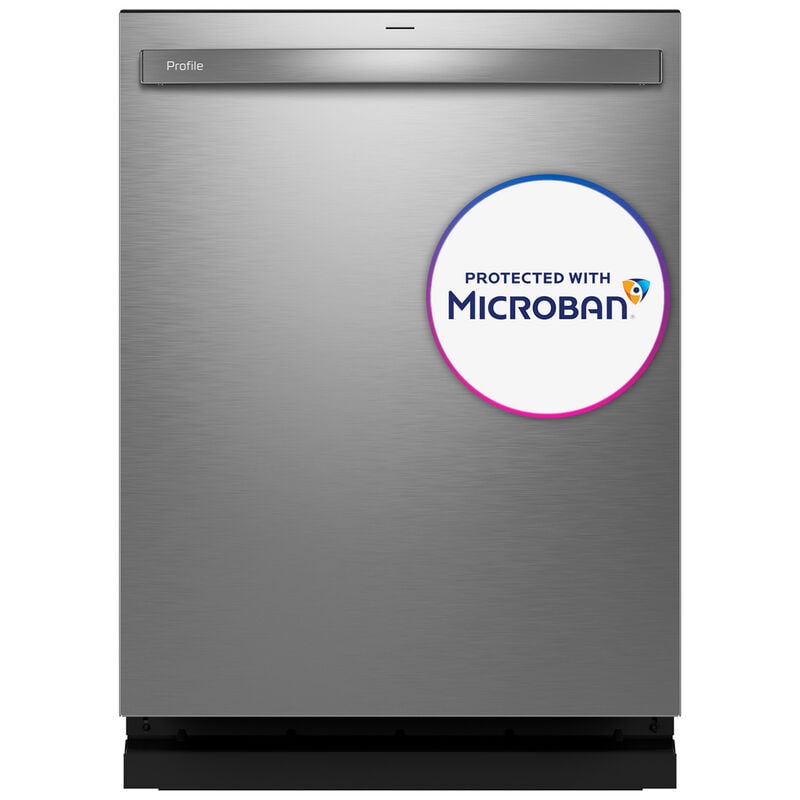 GE Profile 24 in. Top Control Smart Dishwasher with 42 dBA Sound Level, Microban Antimicrobial Technology & Deep Clean Washing 3rd Rack - Fingerprint Resistant Stainless, , hires