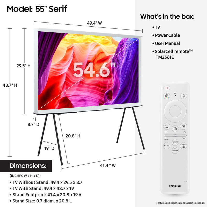 Samsung - 55" Class The Serif (LS01D) Series QLED 4K UHD Smart Tizen TV, , hires