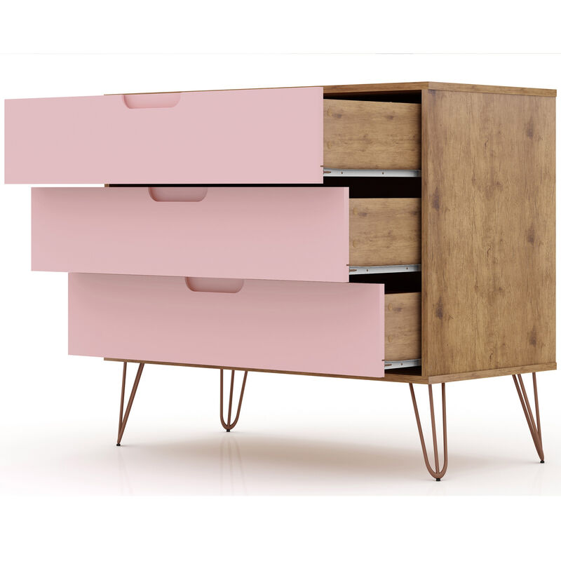Shop Rockefeller 6-Drawer Double Low Dresser Native & Rose Pink, Dressers
