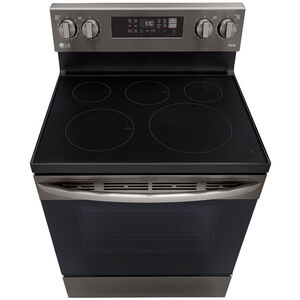 LG 30" Freestanding Electric Range with 5 Smoothtop Burners, 6.3 Cu. Ft. Single Oven with Air Fry & Storage Drawer - Black Stainless Steel, Black Stainless, hires