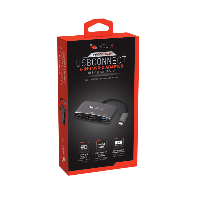 Adaptateur USB-C 3 en 1 - Hub USB-C vers HDMI 4K - USB3.0 et USB C