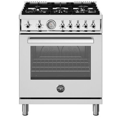 Bertazzoni Professional Series 30 in. 4.7 cu. ft. Convection Oven Freestanding Natural Gas Range with 5 Sealed Burners - Stainless Steel | PRO305GASXV