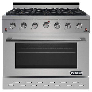 NXR 36 in. 5.5 cu. ft. Convection Oven Freestanding Gas Range with 6 Sealed Burners - Stainless Steel, , hires