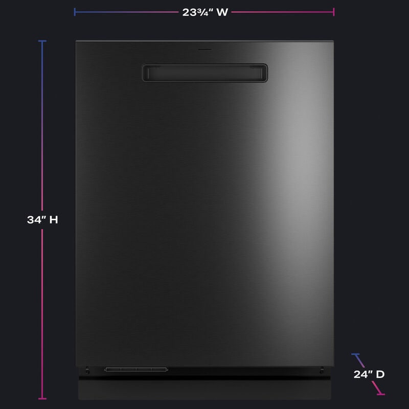 GE Profile 24 in. Top Control Smart Dishwasher with 42 dBA Sound Level, 3rd-Rack, Microban Antimicrobial Technology & Pocket Handle - Fingerprint Resistant Black Stainless, , hires