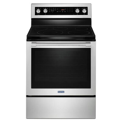 Maytag 30 in. 6.4 cu. ft. Convection Oven Freestanding Electric Range with 5 Smoothtop Burners - Stainless Steel | MER8800FZ