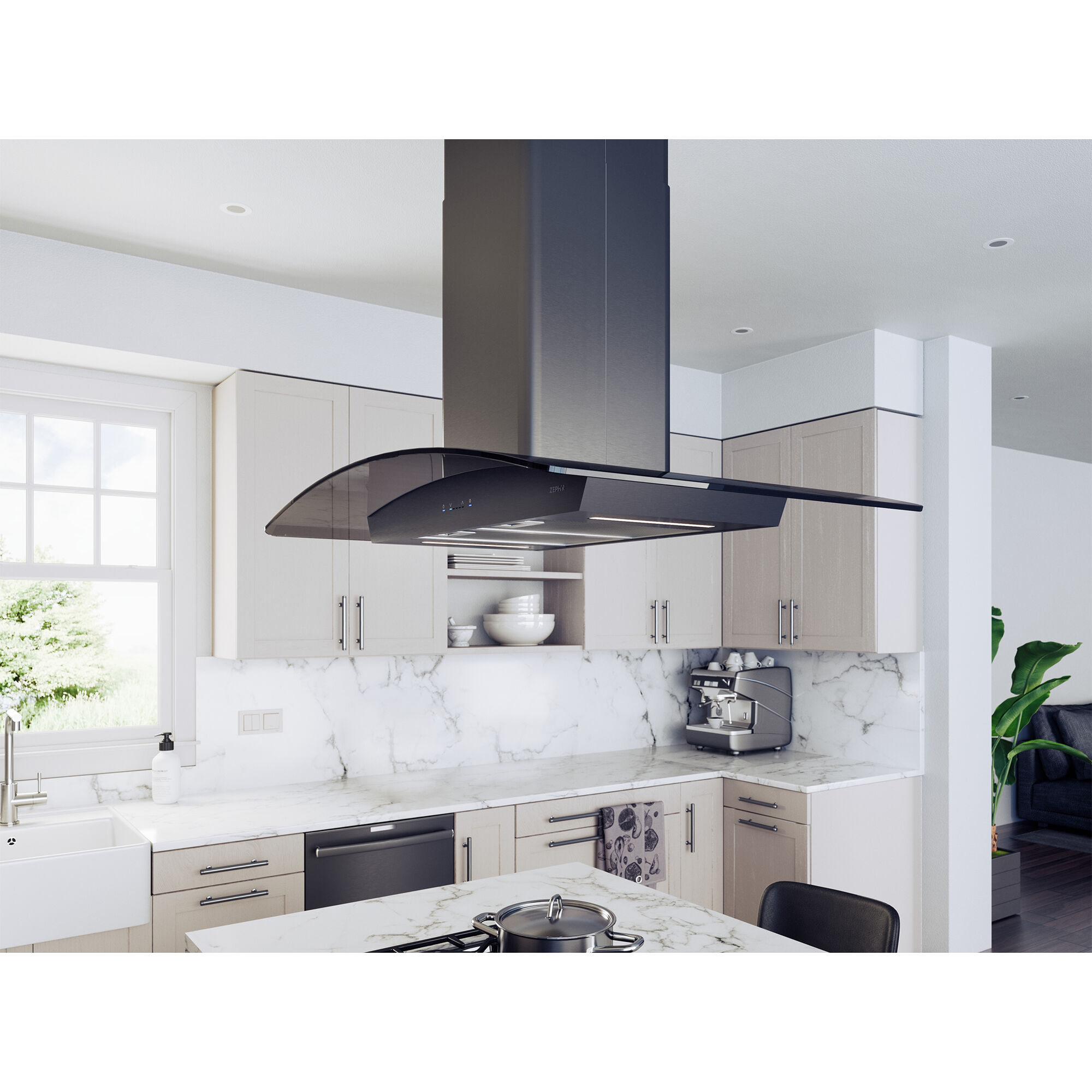 black canopy range hood