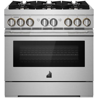 JennAir Rise Series 36 in. 5.1 cu. ft. Smart Convection Oven Freestanding Dual Fuel Range with 6 Sealed Burners - Stainless Steel | JDRP436HL