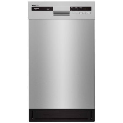 Whirlpool 18 in. Built-In Dishwasher with Front Control, 50 dBA Sound Level, 8 Place Settings & 5 Wash Cycles - Monochromatic Stainless Steel | WDPS5118PM