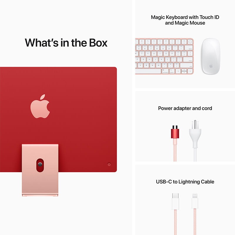 Apple iMac 24inch (Mid 2021) with Apple M1, 4.5K Retina Display, 8GB RAM,  256GB SSD, Apple 8-core GPU, MacOS Big Sur - Pink