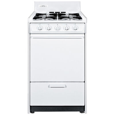 Summit 20 in. 2.5 cu. ft. Oven Freestanding Gas Range with 4 Open Burners - White | WNM1107