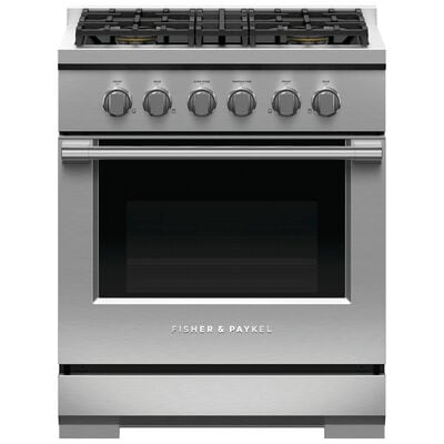 Fisher & Paykel Series 7 30" Freestanding Gas Range with 4 Sealed Burners & 4.6 Cu. Ft. Single Oven - Stainless Steel | RGV3304N