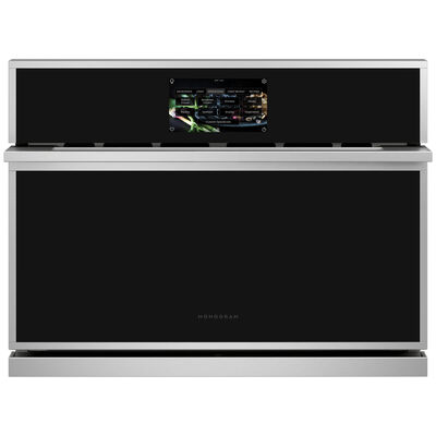 Monogram Minimalist Series 27" 1.7 Cu. Ft. Electric Smart Wall Oven with True European Convection & Steam Clean - Stainless Steel | ZSB9121NSS