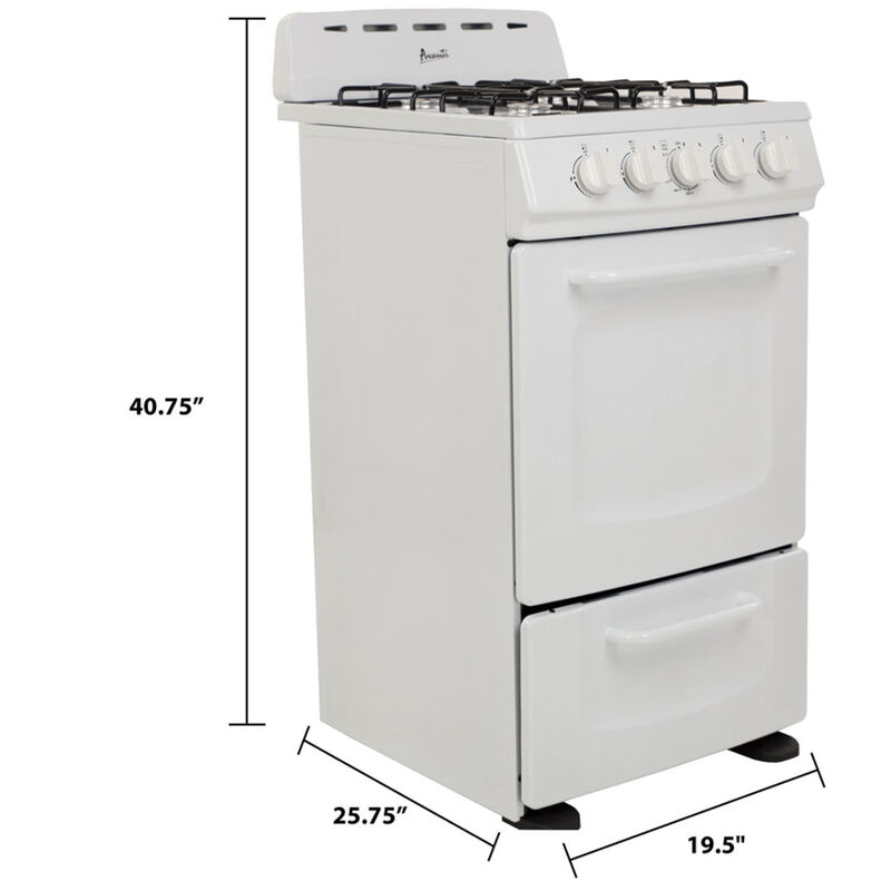 Avanti 20 Compact Gas Range Oven, in White (GR2011CW)